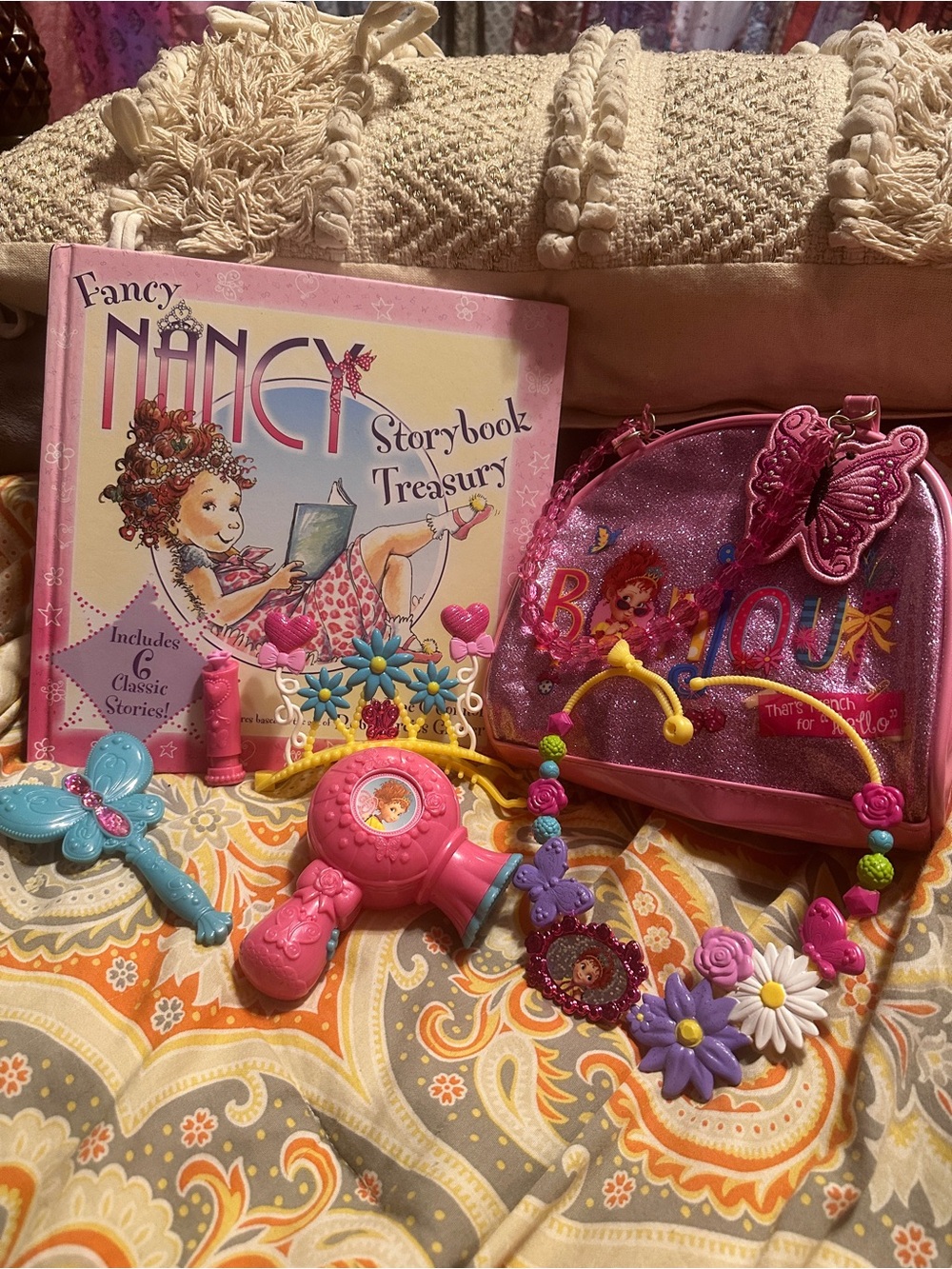 Fancy Nancy Storybook Treasury Book Set with Dress-Up Accessories and Purse